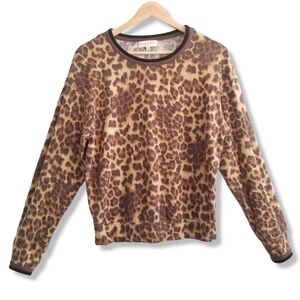 Michael‎ Stars Leopard Print Knit Loungewear PJ Top Small Black Tan